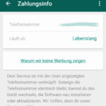 WhatsApp - Lizenz läuft ab: lebenslang