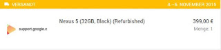 Nexus 5 Refurbished-2: erwartetes Lieferdatum 17.-19.11.2015