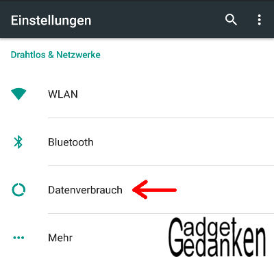 Schritt 1: Im Einstellungsmenü den Punkt "Datenverbrauch" auswählen