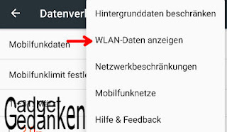 Schritt 2: Falls noch nicht geschehen, die WLAN Daten anzeigen lassen. (Menü über die 3 Punkte oben rechts aufrufen)