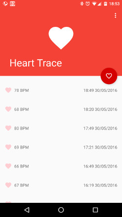 Heart Trace Screenshot: Dokumentierte Messungen