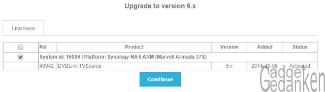 Screenshot: "Upgrade to version 6.x"