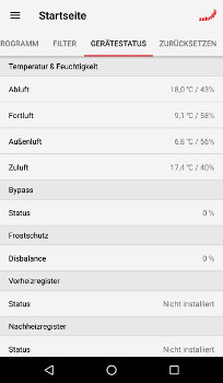 ComfoConrtol - Gerätestatus