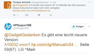 Schnelle Antwort vom HP Support - Danke